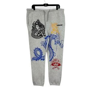 Prolific Mens Gray Multicolor Samurai Print Drawstring Jogger Sweatpants XL
